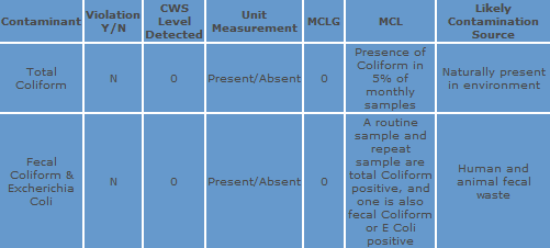 Water Monitoring Chart